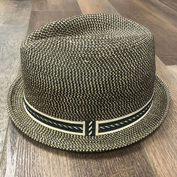 VINTAGE Y2K 2000s 21 Men Paper Tweed Fedora Men's Hat - L / XL 22.5" - Picture 1 of 8